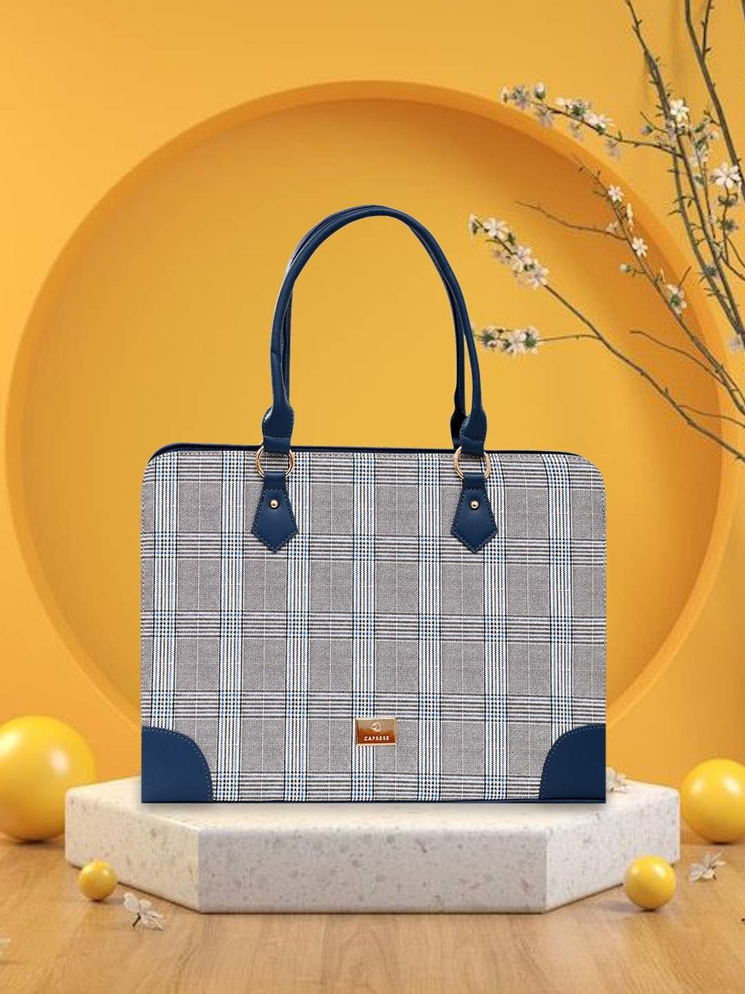 Caprese REMI Navy & Grey Faux Leather Large Messenger Bag