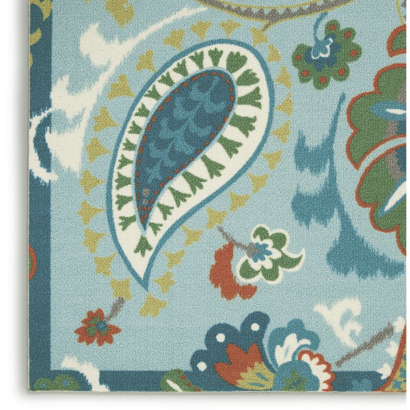 7'9"x10'10" Rectangle Indoor and Outdoor Area Rug Blue - Waverly