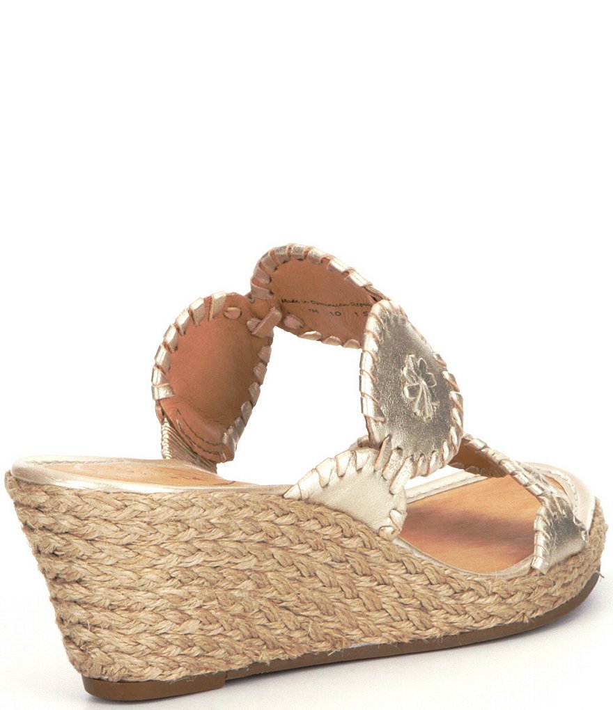 Jack Rogers Shelby Leather Whipstitched Wedge Espadrilles