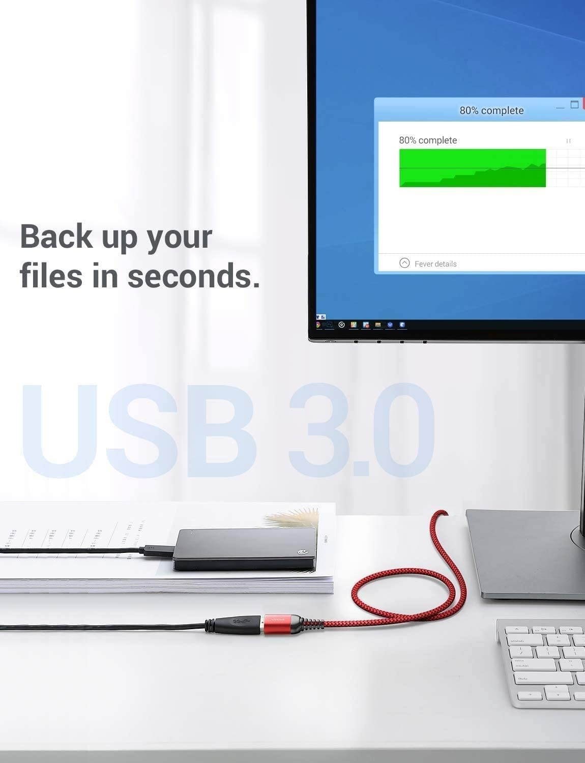 10FT USB 3.0 Extension Cable Type A Male to Female Extension Cord AINOPE Durable Braided Material High Data Transfer Compatible with USB KeyboardMouseFlash Drive Hard DrivePrinter-Red