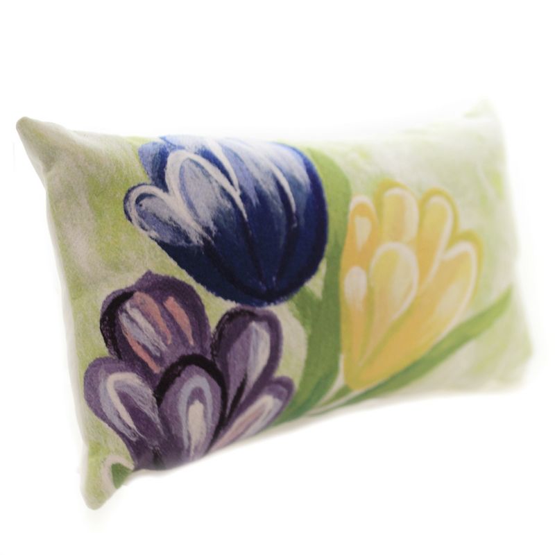 Home & Garden 12.0" Tulips Cool Lumbar Pillow Indoor Outdoor Spring Liora Manne  -  Decorative Pillow