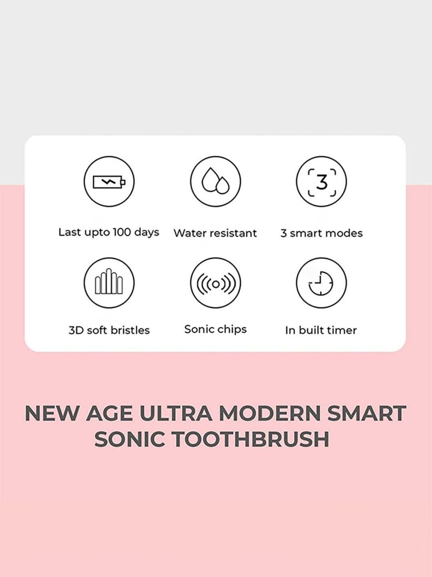 beatXP Buzz Sonic Electric Toothbrush with 3 Cleaning Modes (Pink)