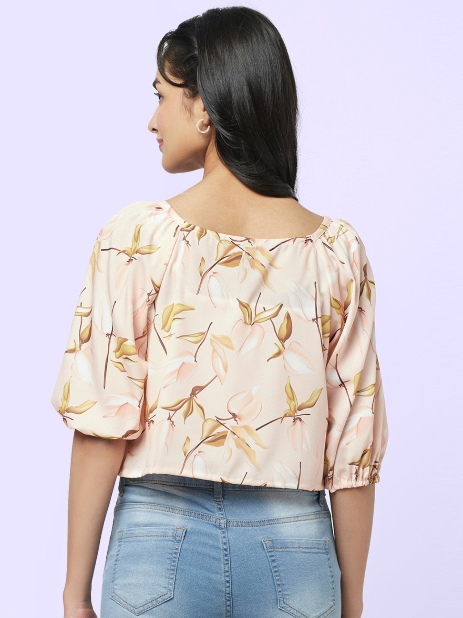 YU by Pantaloons Cream Printed Top