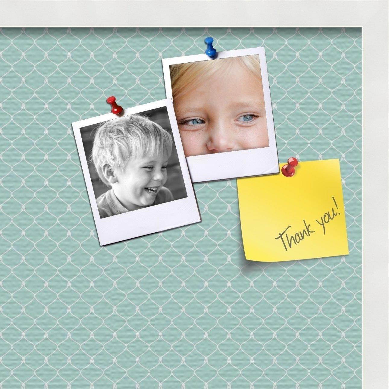 PinPix custom printed pin cork bulletin board made from canvas, 571 24 x 24 Inches (Completed Size) and framed in Satin White Frame (PinPix-571)