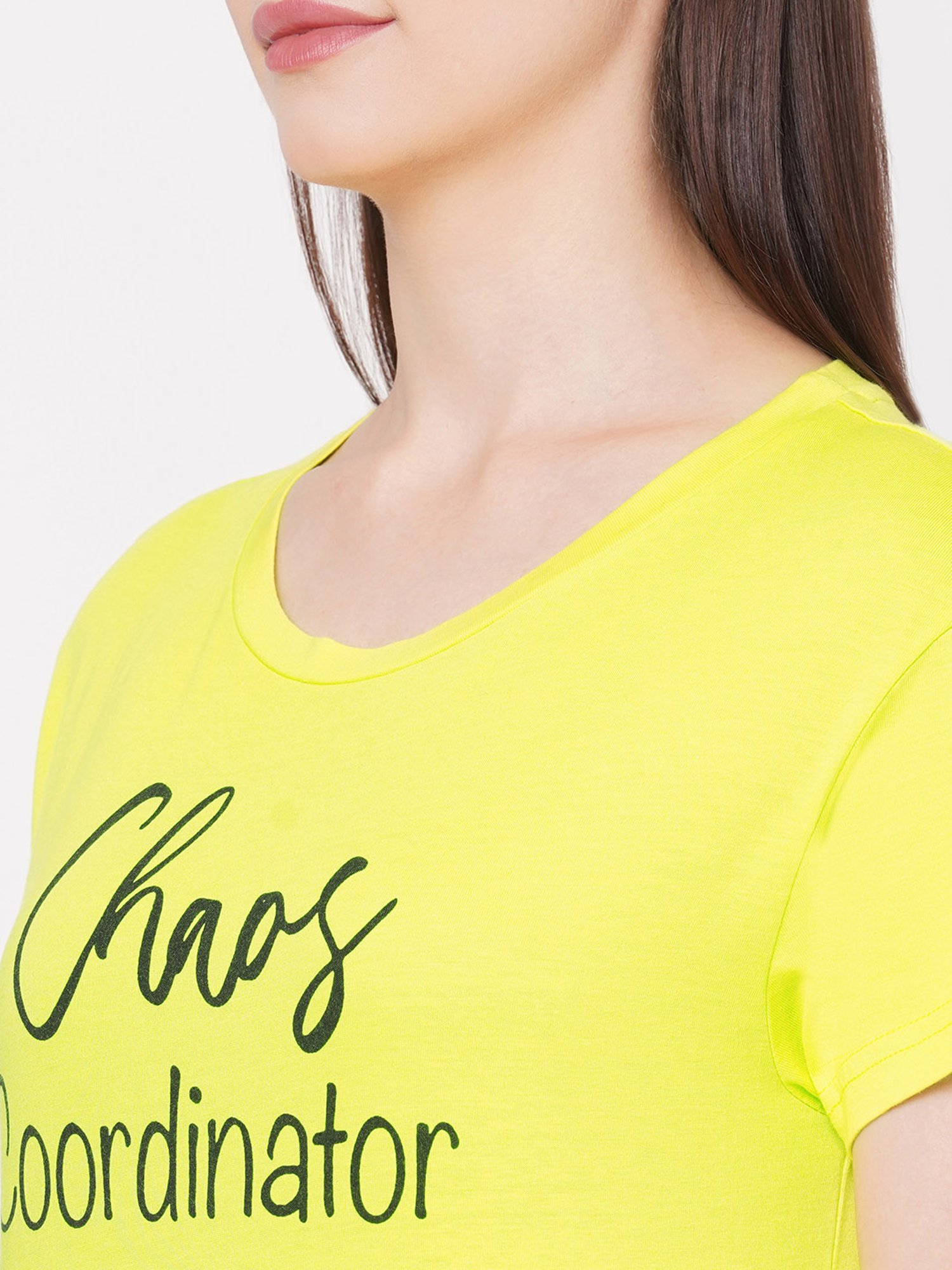 Mystere Paris Lemon Green Graphic Print T-Shirt