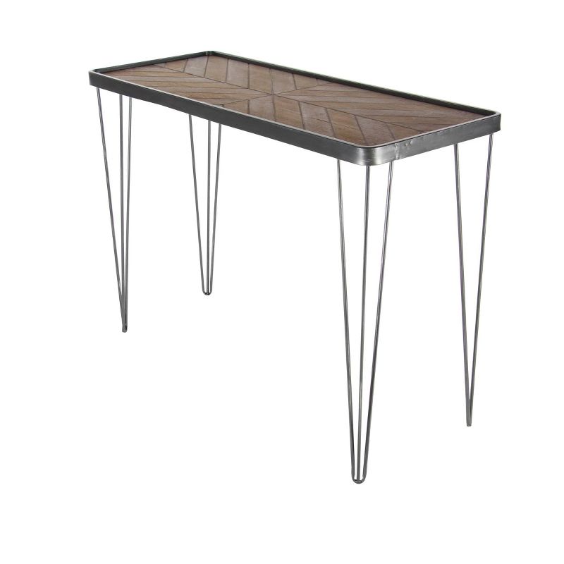 Modern Wood and Iron Chevron Console Table Brown - Olivia & May