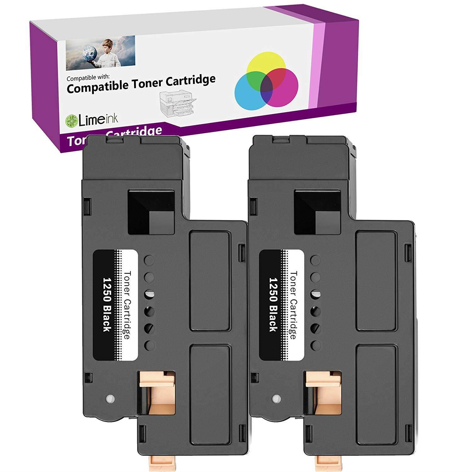 Limeink 2 Black Compatible High Yield Toner Cartridges Replacement for Dell 1250 Laser Printers 1250c 1350cnw 1355cn 1355w 1355cnw C1760nw C1765nf C1765nfw C1760