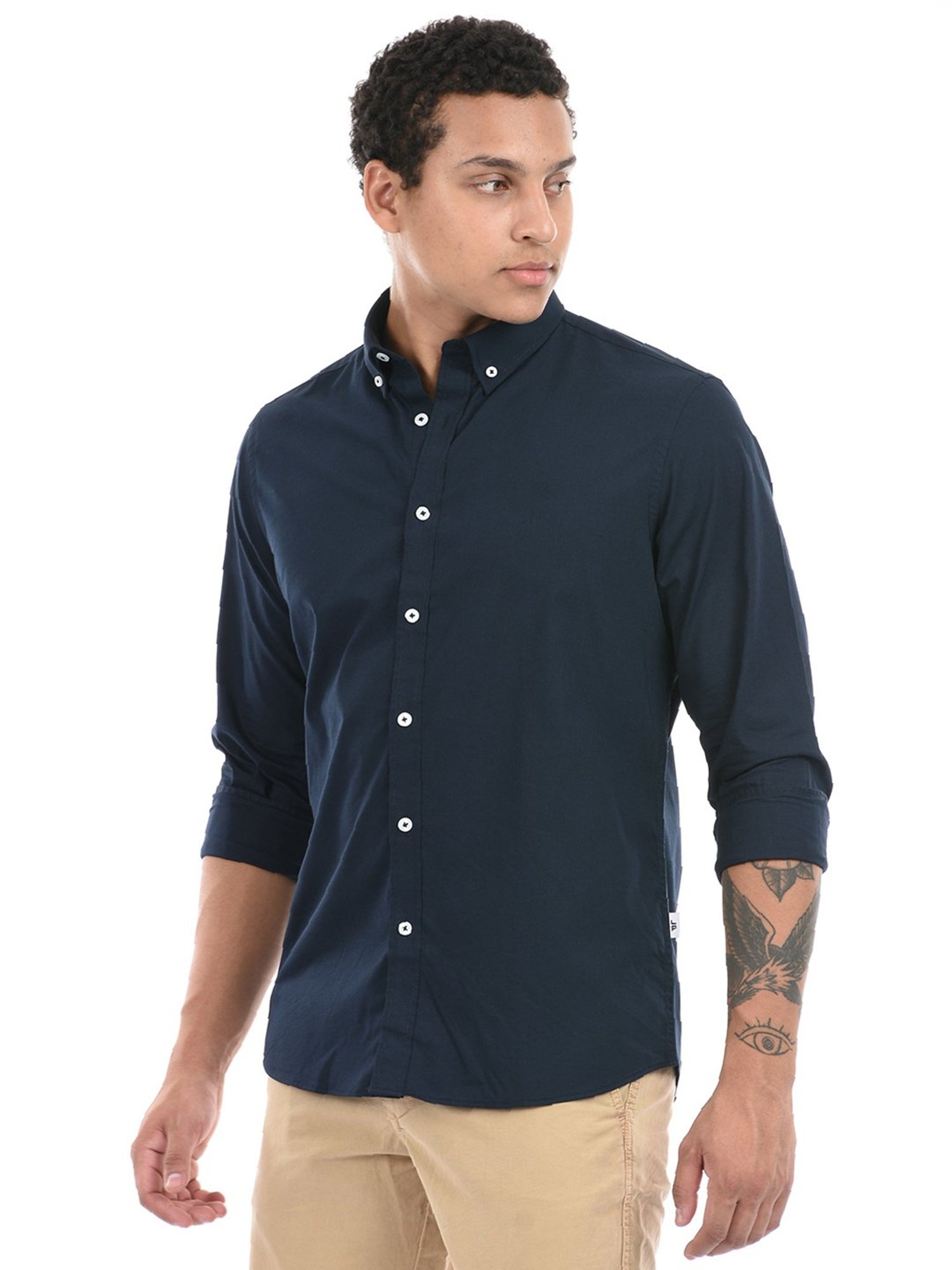 London Fog Navy Regular Fit Shirt