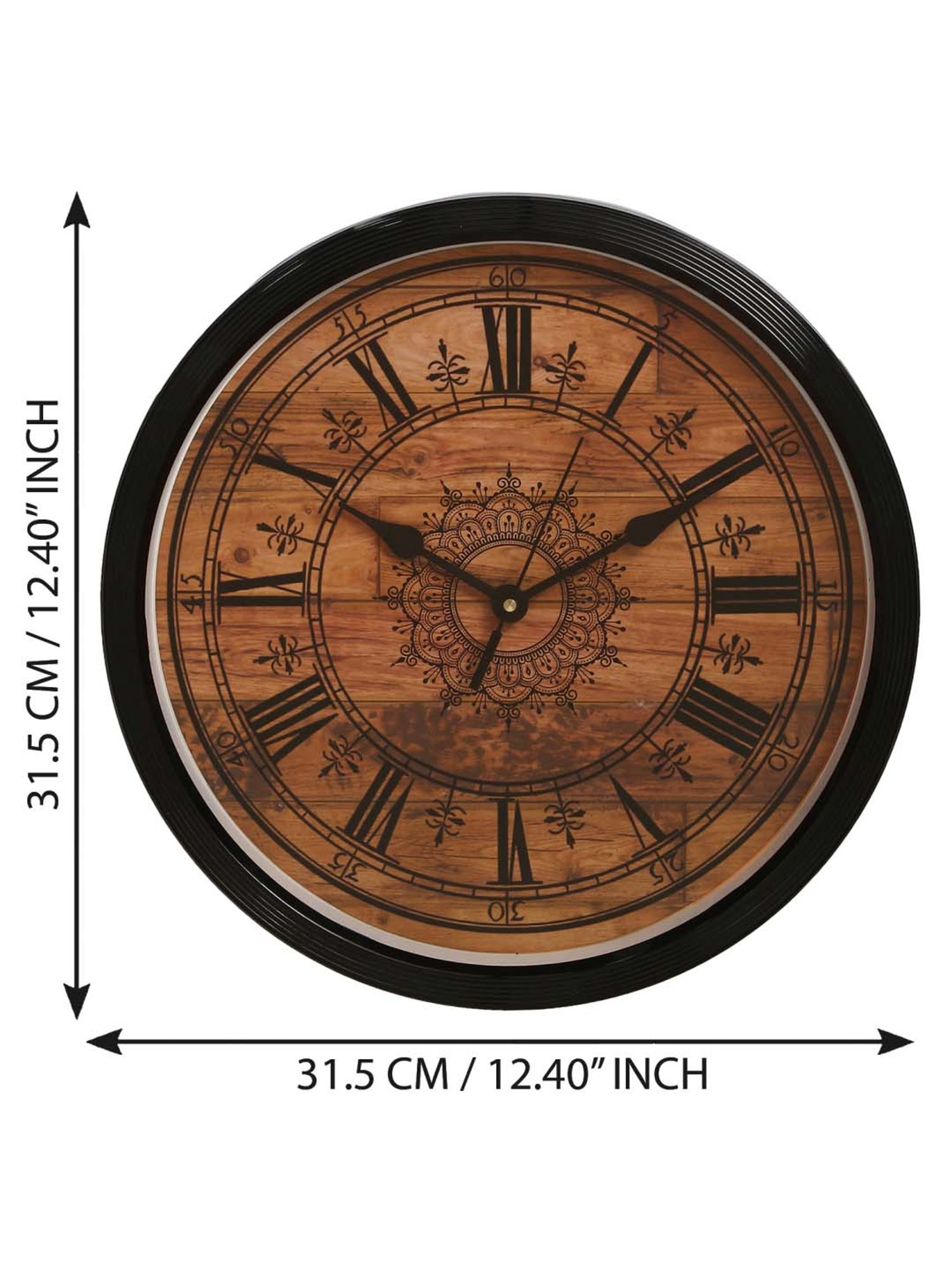 eCraftIndia Designer Round Analog Black Wall Clock