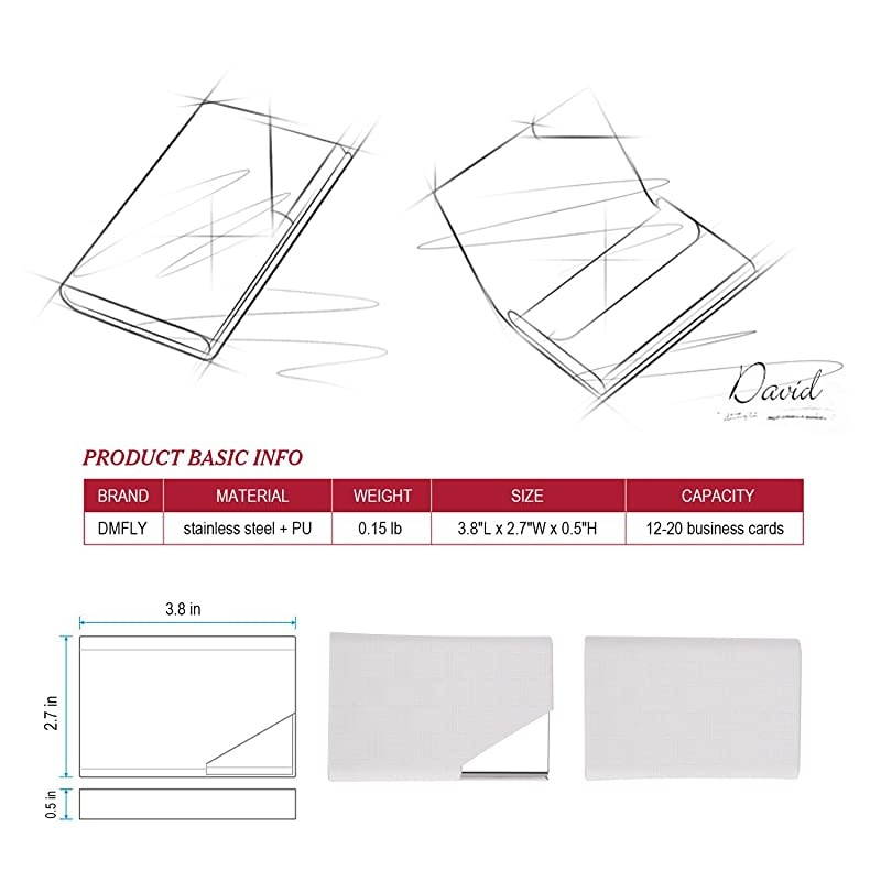 Business Card Holder Business Card Case Metal Card Holder Pocket Card case PU Leather Business Card Holder Case Slim Name Card Holder for Women and Men Magnetic Closure White gz