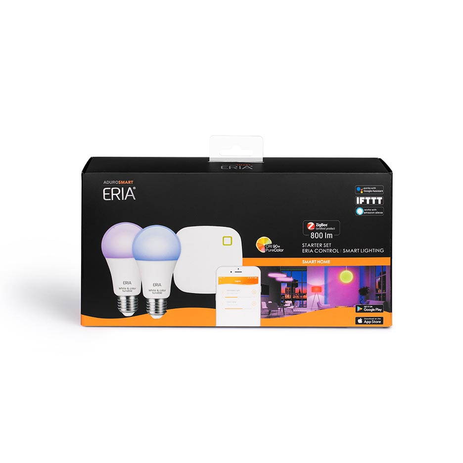 AduroSmart ERIA Colors and White Shades Smart A19 Starter Kit, works with Alexa / Google Assistant