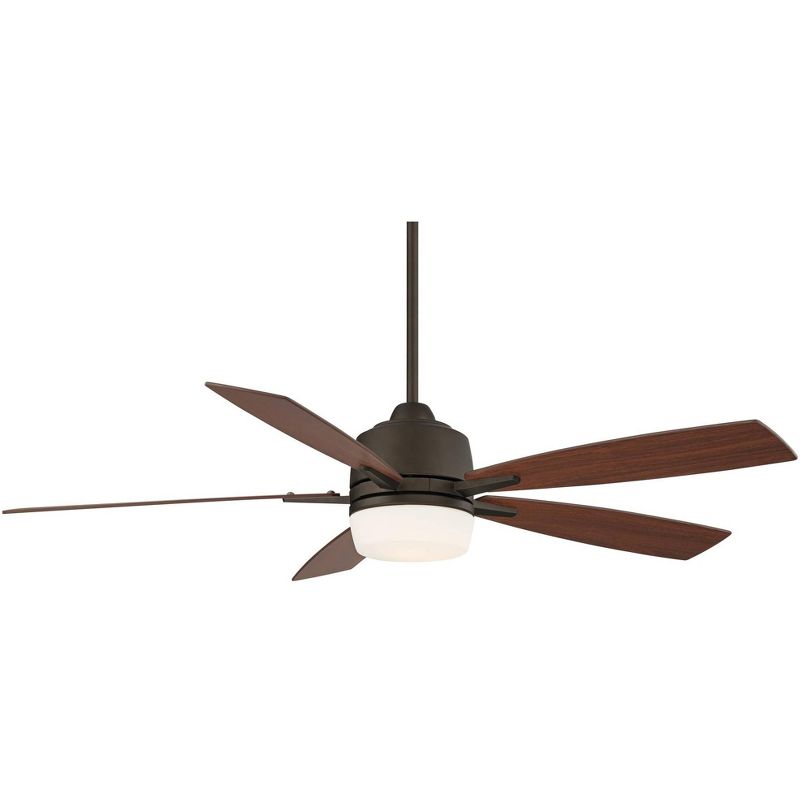 54" Casa Vieja Farmhouse Ceiling Fan with Light LED Dimmable Remote Bronze Walnut Oak Opal Etched Glass House Bedroom Living Room
