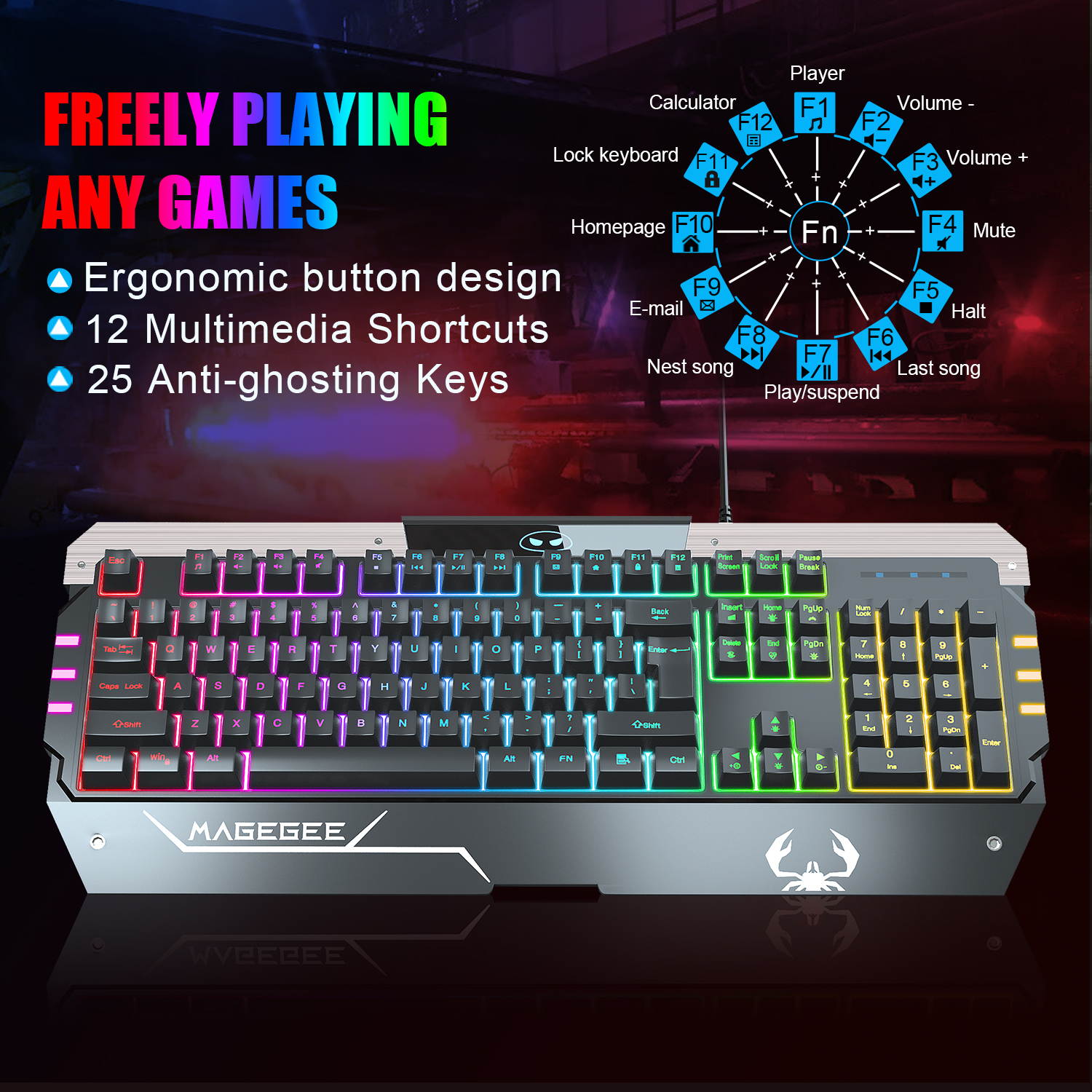 USB RGB Gaming Keyboard and Mouse Combo, GT817 104 Key Rainbow Backlit Keyboard and Mouse Set, Computer Keyboard USB Wired Mouse for Windows PC Gamers (RGB Backlit)
