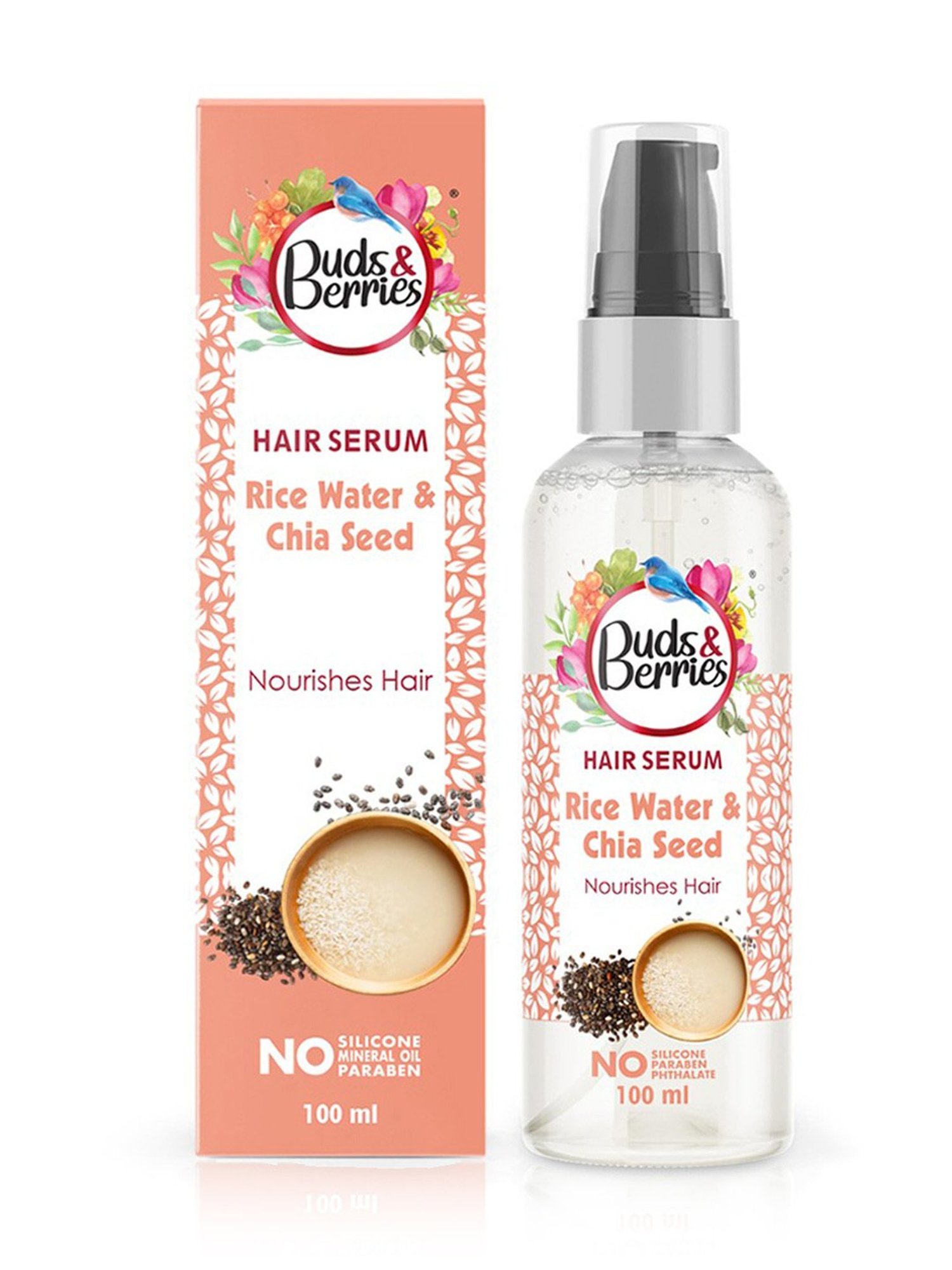 Buds & Berries Rice Water & Chia Seed Nourishes Hair Serum - 100 ml