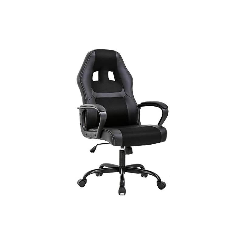 Chair PC Gaming Chair Cheap Desk Chair Ergonomic PU Leather Executive Computer Chair Lumbar Support for Women, Men(Black)