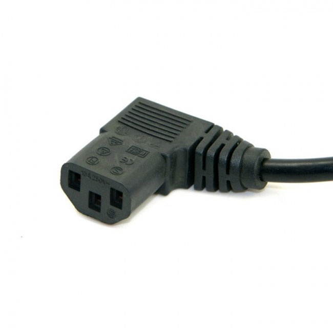 FVH Europe EU plug Flat Nema 5-15P to IEC C13 Left Angled Power Cord for LCD LED Wall Mount TV 5ft 1.5m PW-042-1.5M
