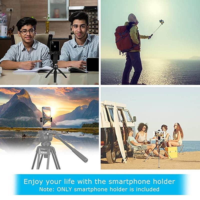 Tripod Mount Adapter with Camera Remote and Wrist Strap, Universal Cell Tripod Mount Holder, Swivel Design, Compatible with i, Samsung, Selfie Monopod, for Taking Photos and Videos