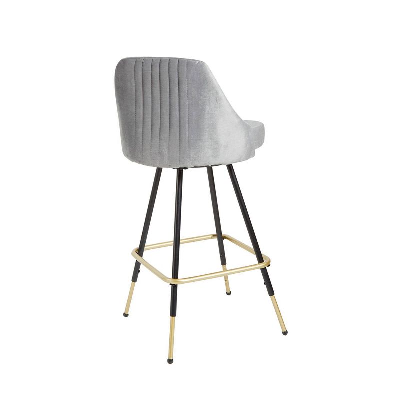 Velvet Mid-Century Modern Swivel Adjustable Height Barstool Gray - Silverwood