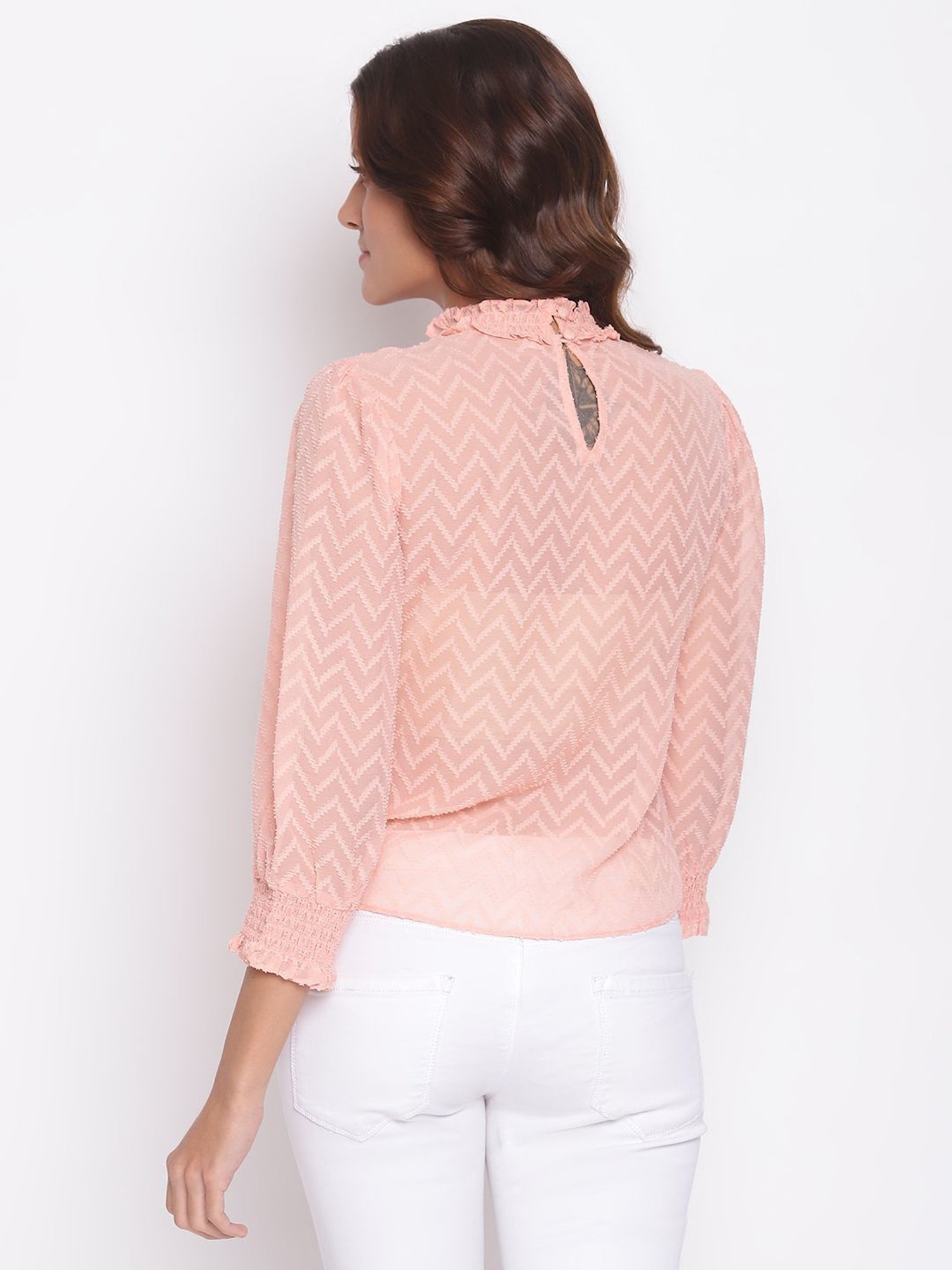 Latin Quarters Pink Self Design Top