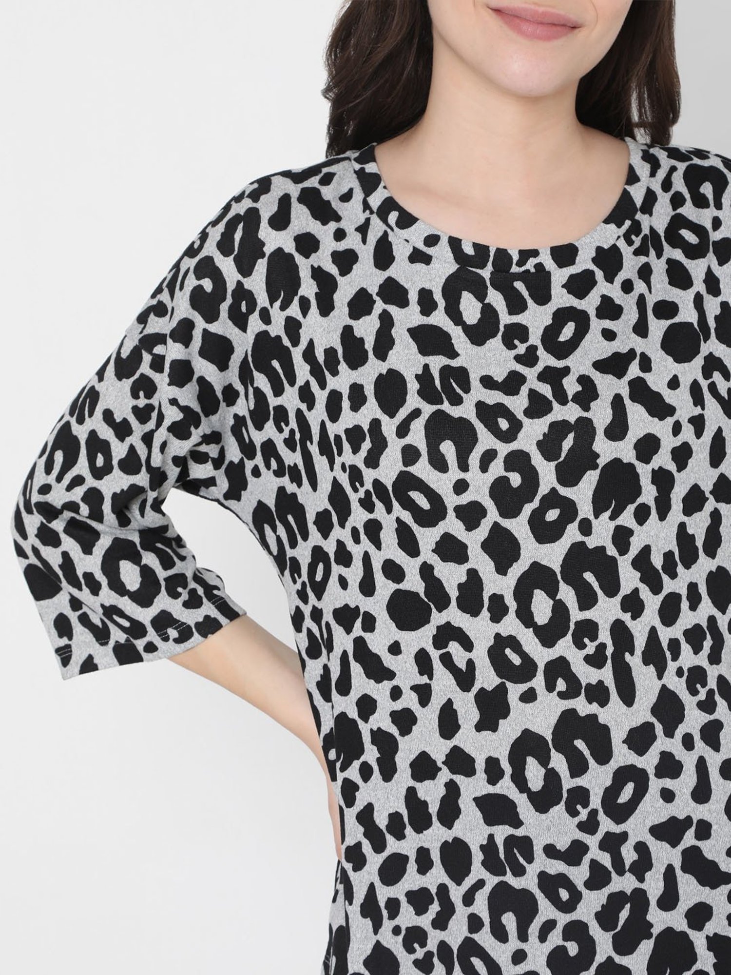 Vero Moda Grey & Black Printed Pullover