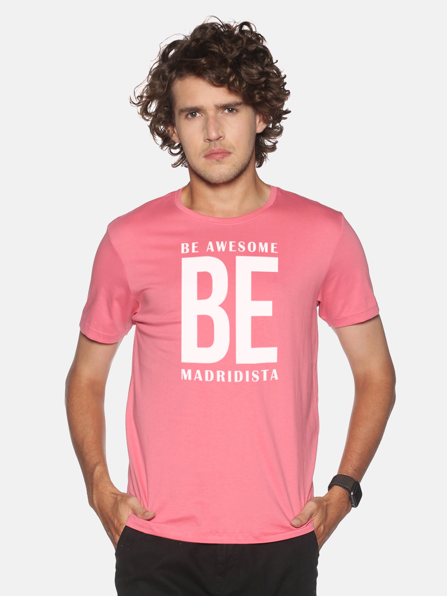 BLACK RADIO Pink Slim Fit Printed Cotton Crew T-Shirt