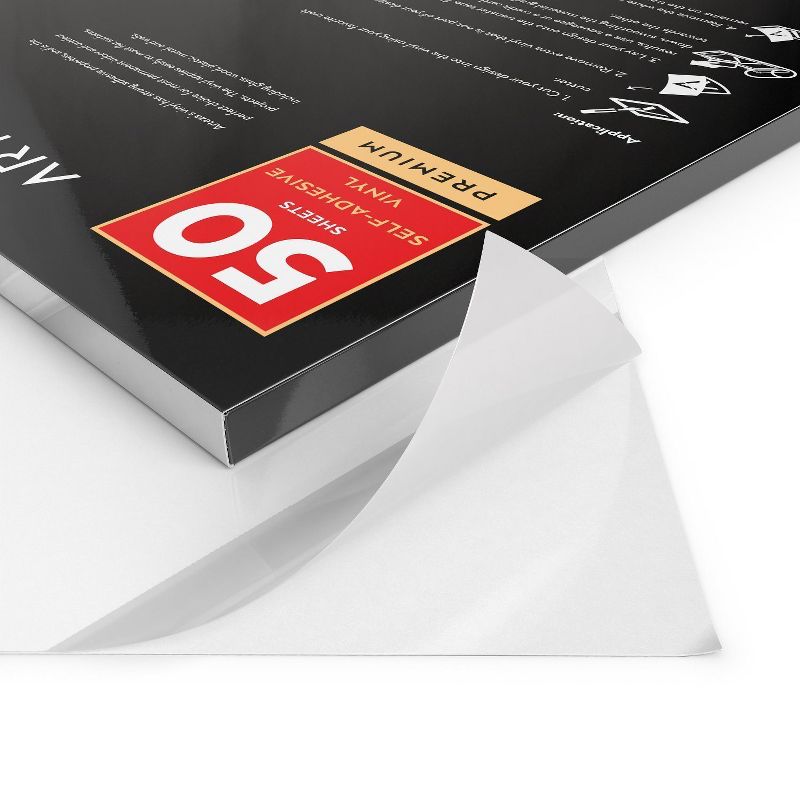 Arteza Self Adhesive Vinyl, Glossy White, 12" x 12" Sheets, Pack of 50 (ARTZ-8311)