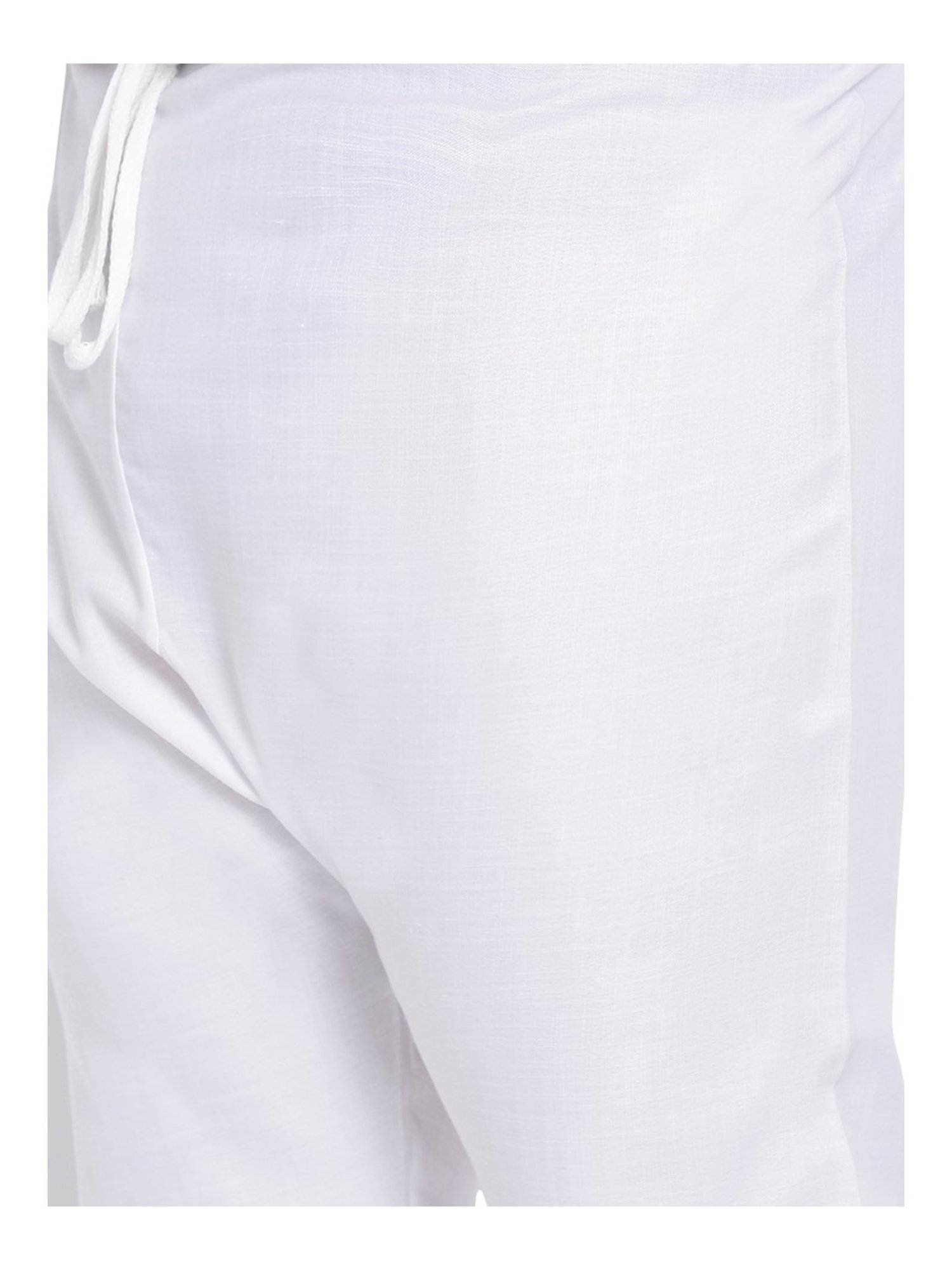 Hangup White Cotton Linen Regular Fit Kurta Bottom Set