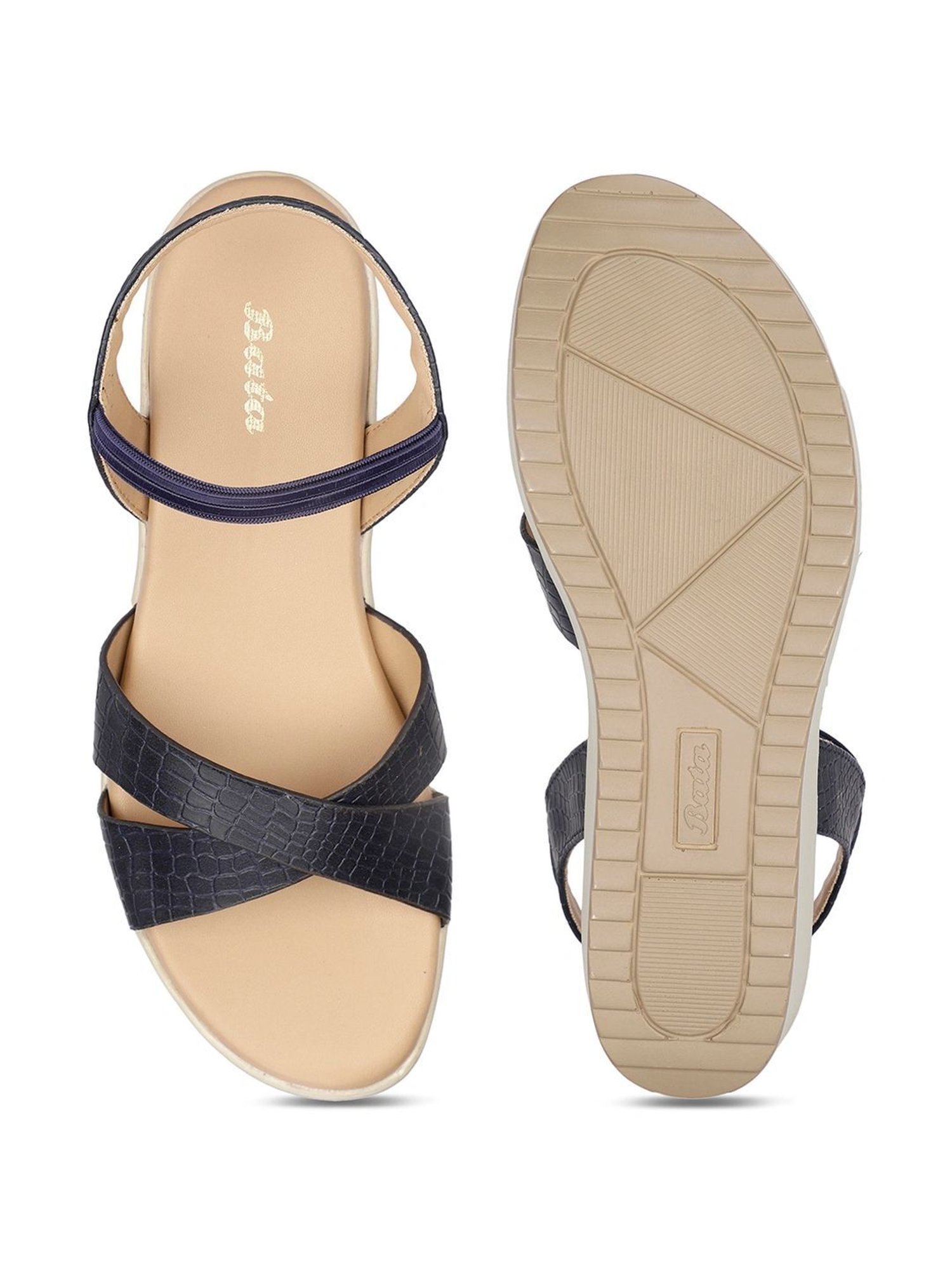 Bata Women's Xiomara Navy Cross Strap Wedges