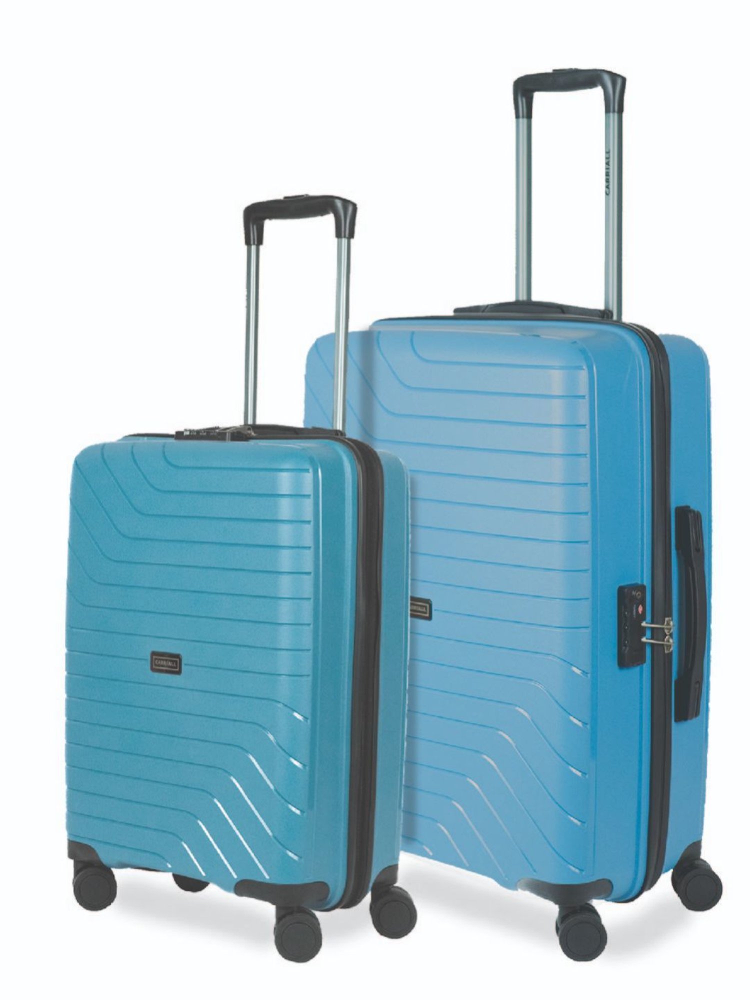 Carriall Blue 8 Wheel Medium & Small Hard Checked Luggage Set of 2 - 46 cm