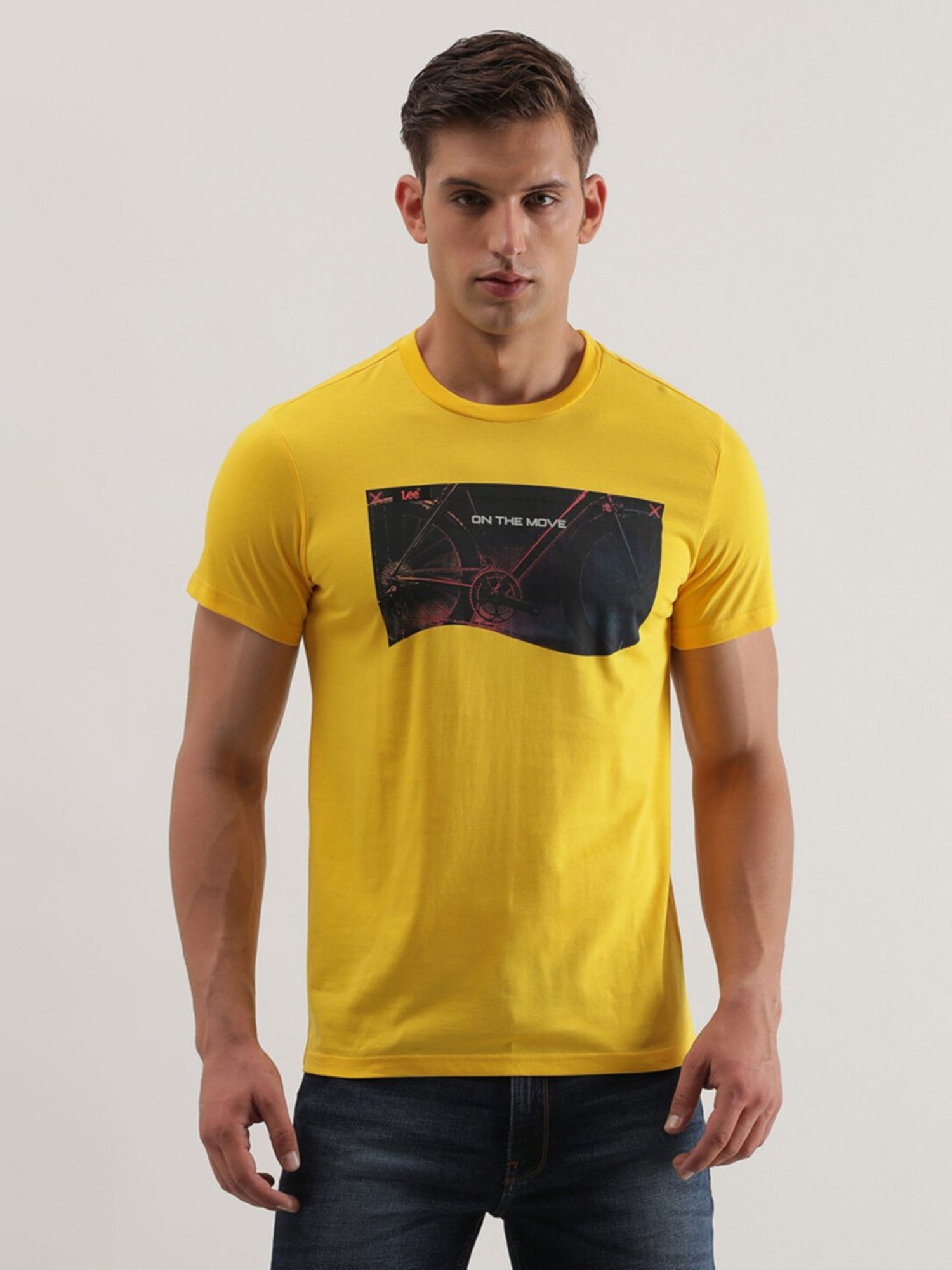 Lee Yellow Slim Fit Graphic Print Crew T-Shirt