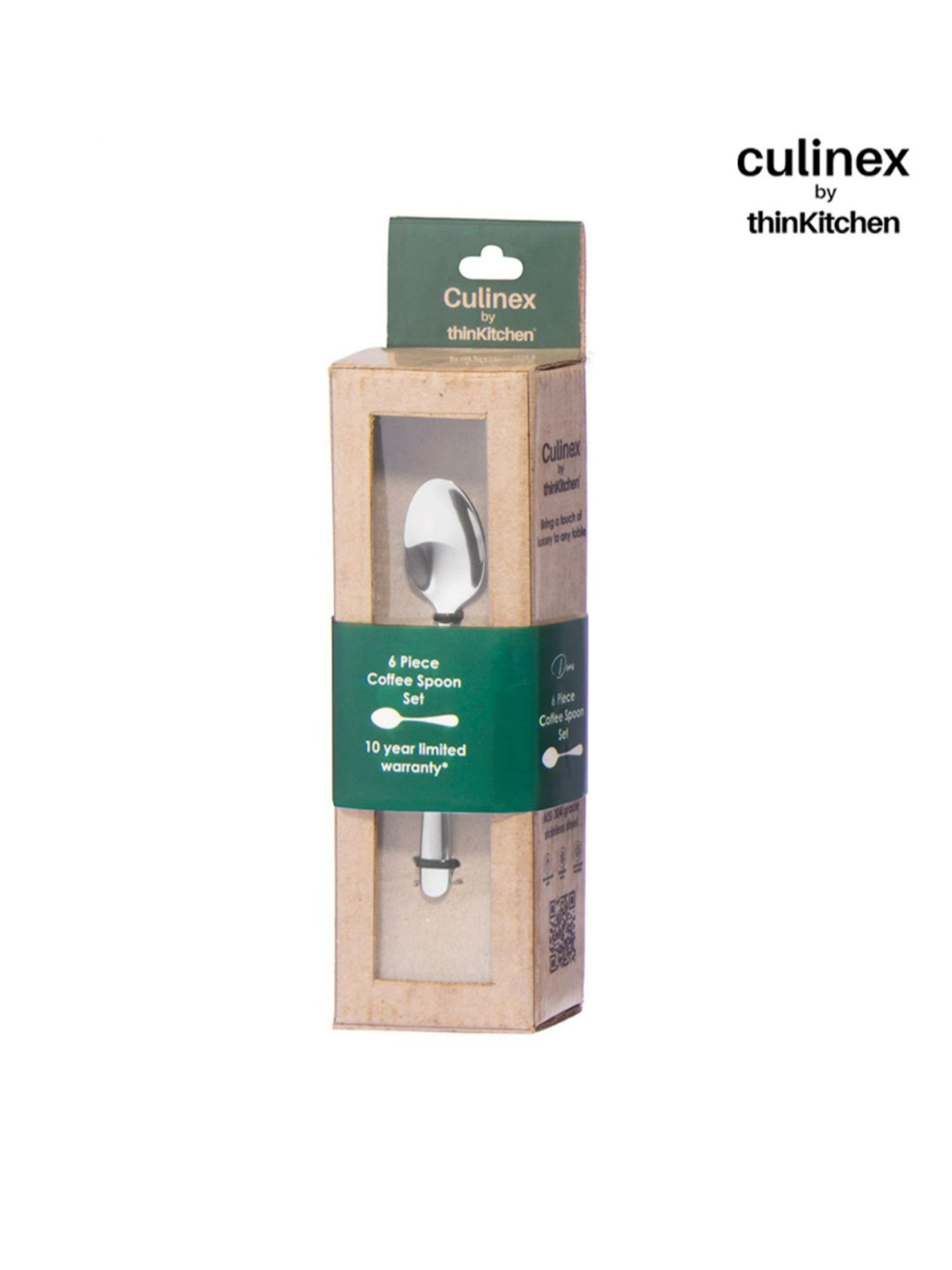 Culinex by thinKitchen Dora Silver Stainless Steel Mirror Finish Coffee Spoon (Set of 6)