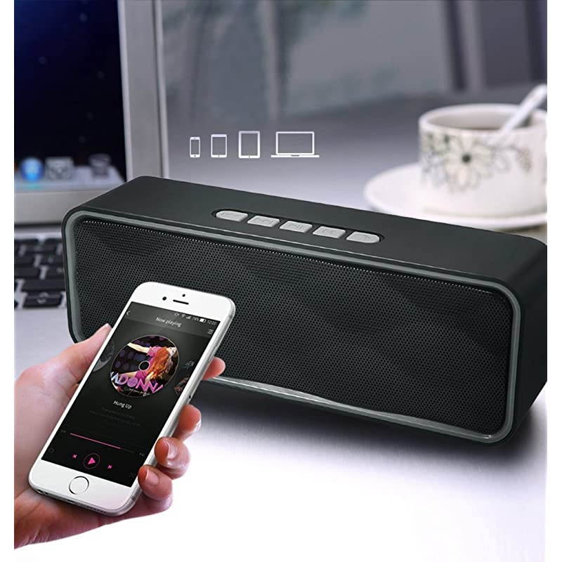 Wireless Bluetooth Speaker with AUXUSBTF Card SlotOutdoor Portable Stereo Speaker with HD AudioEnhanced Bass DualDriverHandsfree Calling FM Radio Speaker for TravelParty Grey