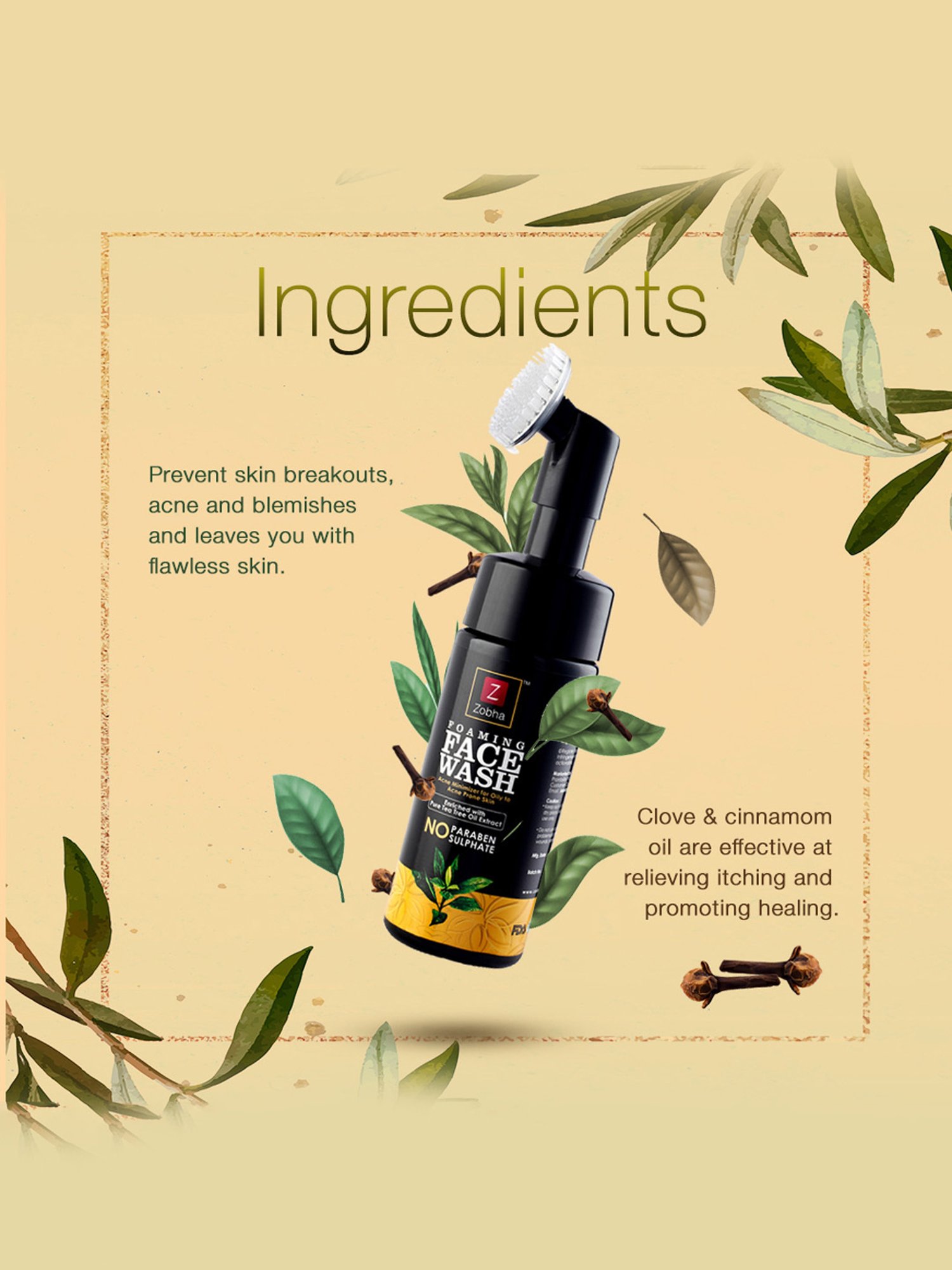 Zobha Tea Tree Foaming Face Wash - 150 ml