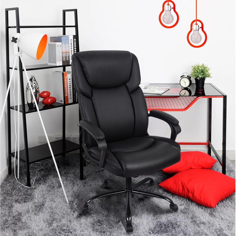 Executive Office Computer Desk Chair, PU Leather Reclining Adjustable Seat Height Swivel Ergonomic Design for Lumbar Support