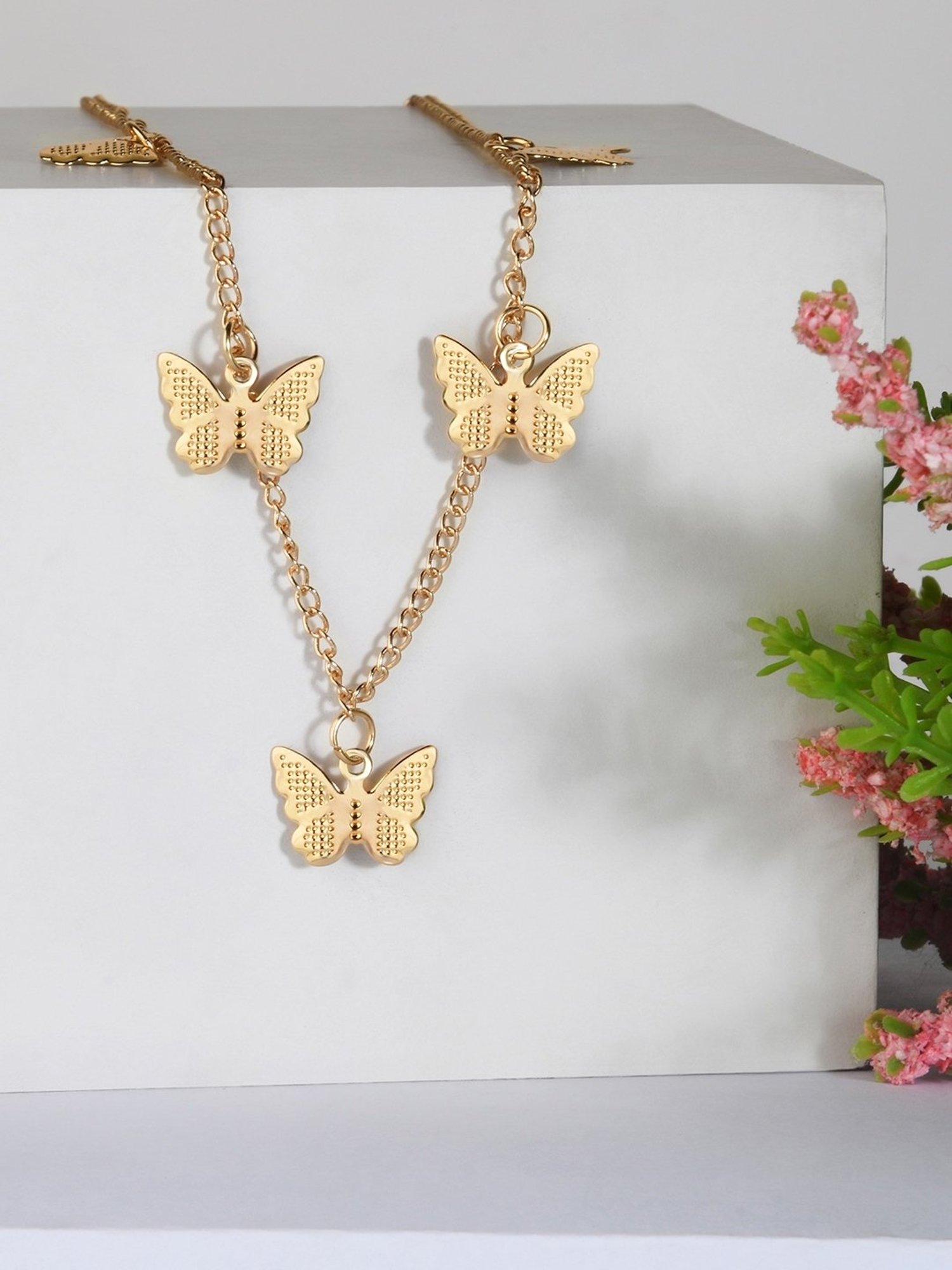 ToniQ Gold-Plated Butterfly Charm Necklace for Women