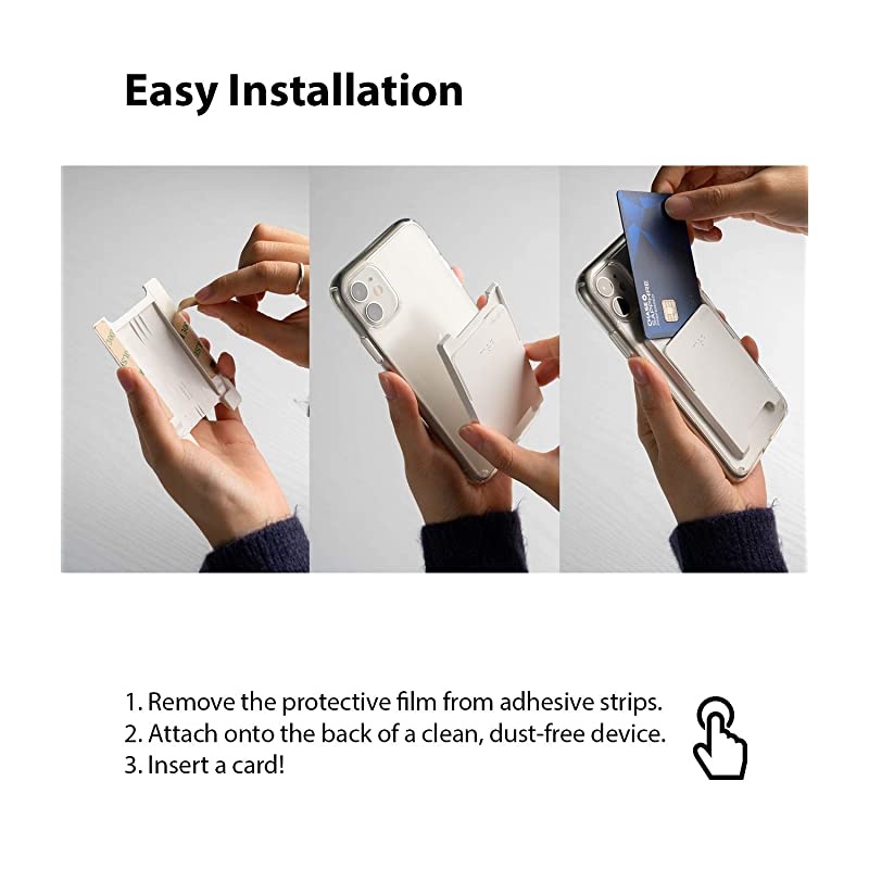 Slot Card Holder 2 Pack Designed for Smartphones Adhesive Stick On Wallet Case Minimalist Slim Hard Premium Credit Card Cash Sleeve Clear Mist