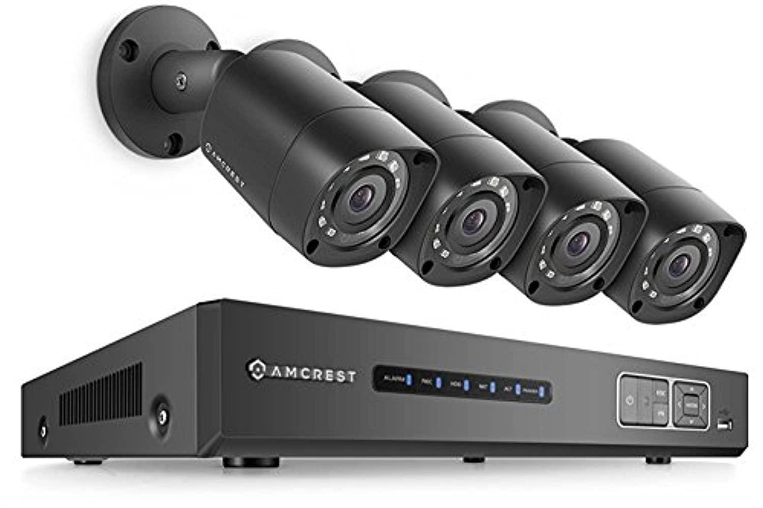 Amcrest UltraHD 4MP 8CH Video Security System - Four 3840TVL 4.0-Megapixel Weatherproof IP67 Bullet Cameras, 98ft IR LED Night Vision, NO HDD Included, HD Over Analog/BNC, Smartphone View (Black)