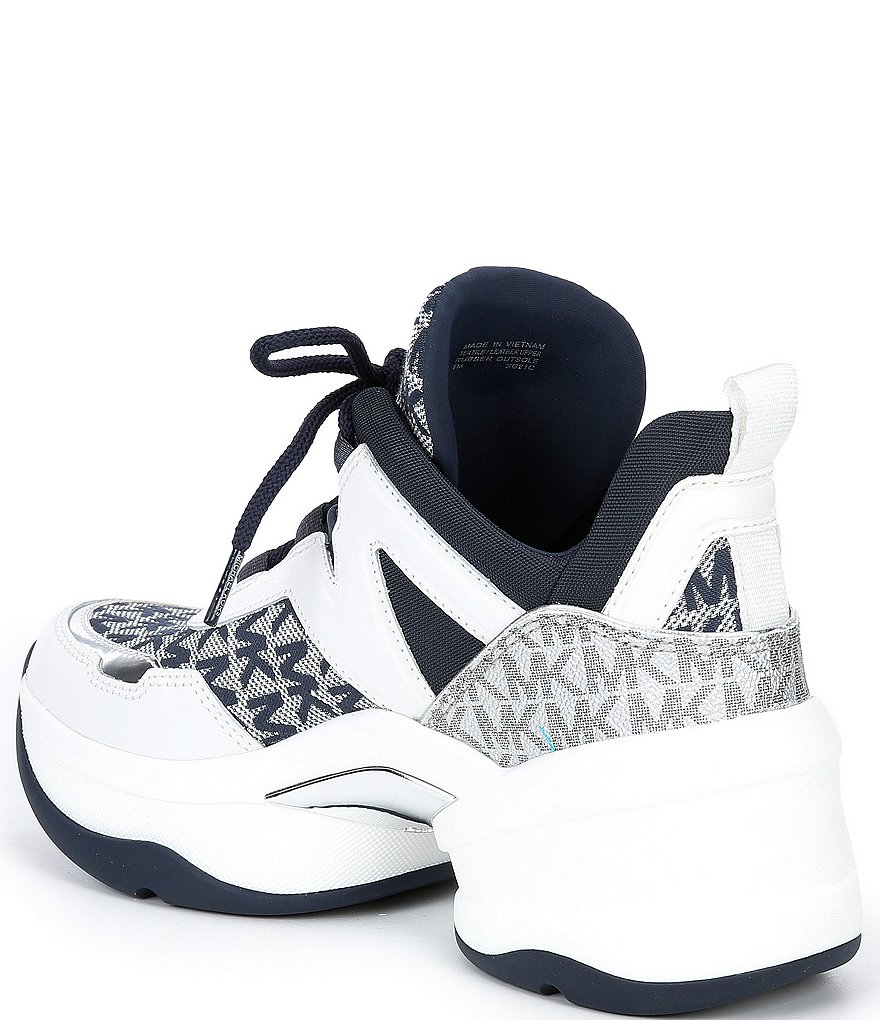 MICHAEL Michael Kors Olympia Logo Print Lace-Up Chunky Wedge Trainers