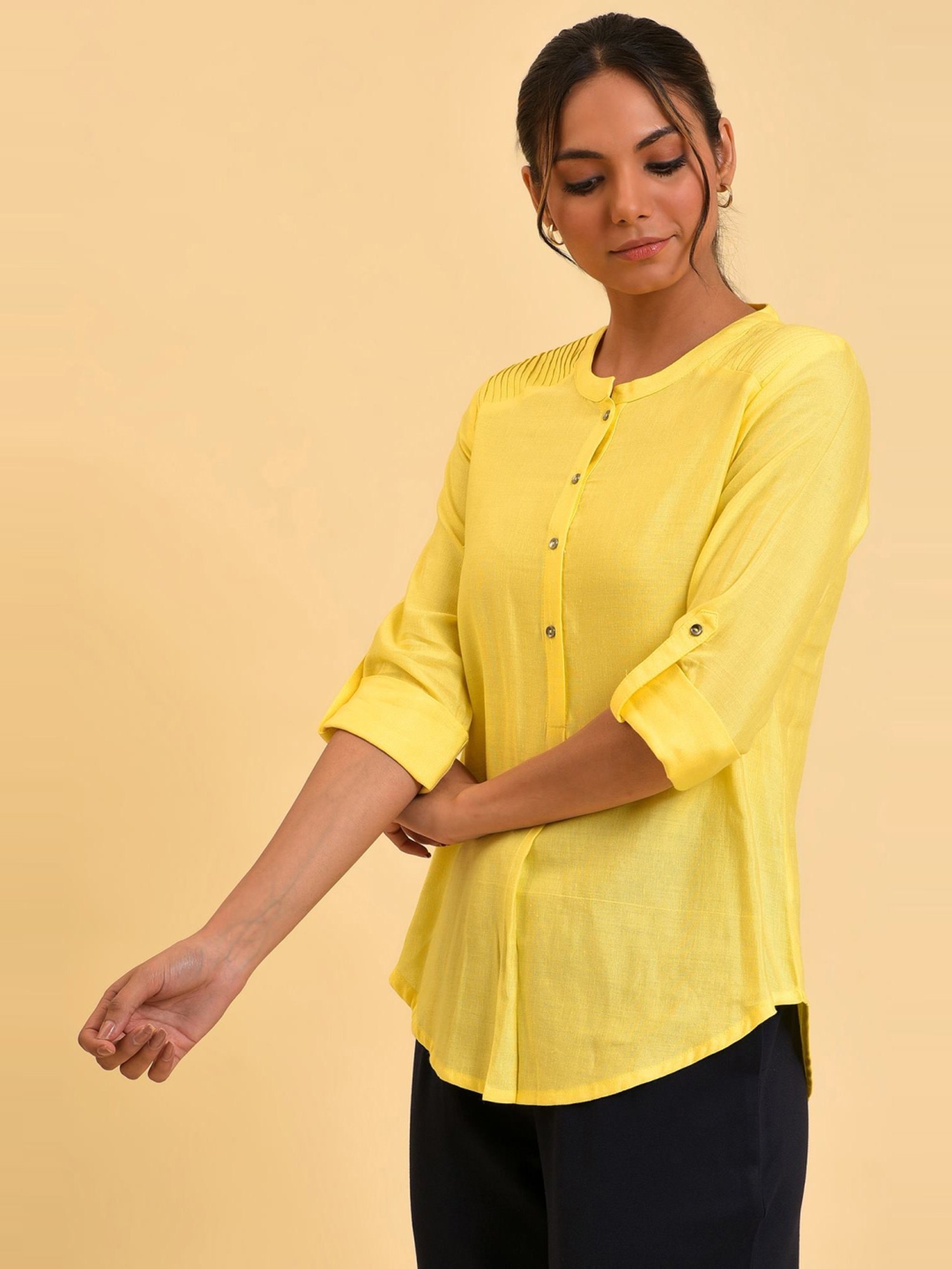 W Yellow Regular Fit Top