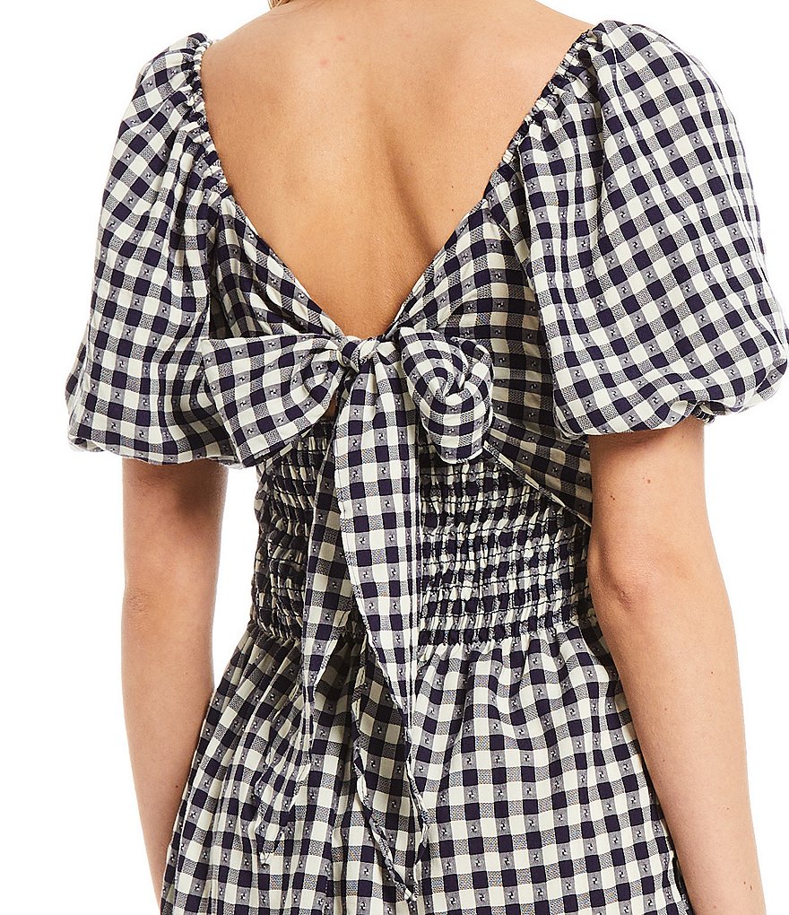 B. Darlin Puff Short-Sleeve Gingham Sheath Dress