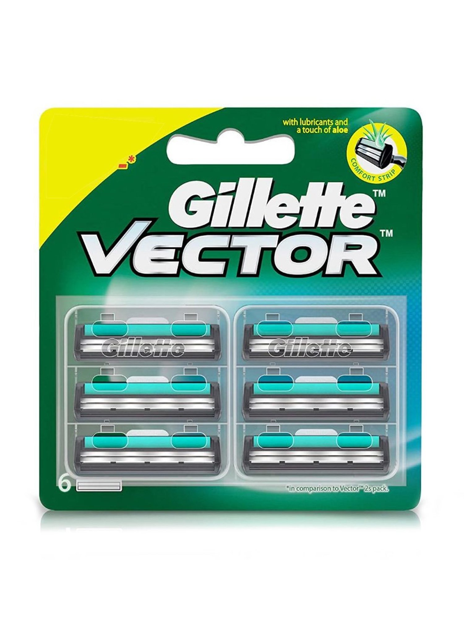 Gillette Vector Plus Manual Shaving Razor Blade Cartridges - Pack of 6