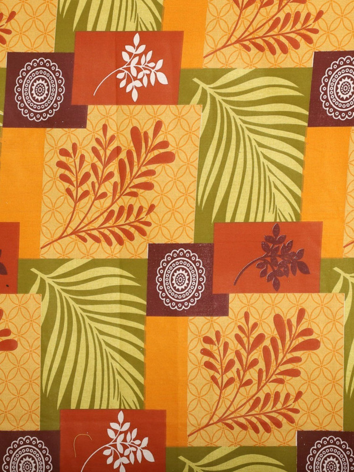 Dhrohar Printed Yellow & Brown Cotton 180 TC Double Bedsheet with 2 Pillow covers
