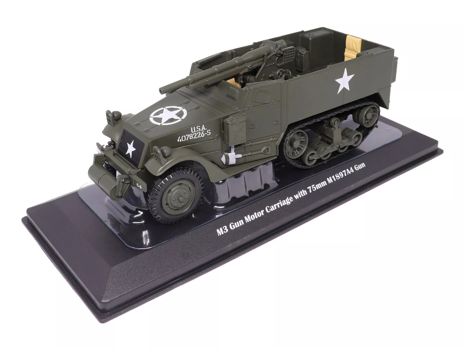 M3 Gun Motor Carriage with 75mm M1897A4 Gun Olive Drab "United States Army" 1/43 Diecast Model by Militaria Die Cast