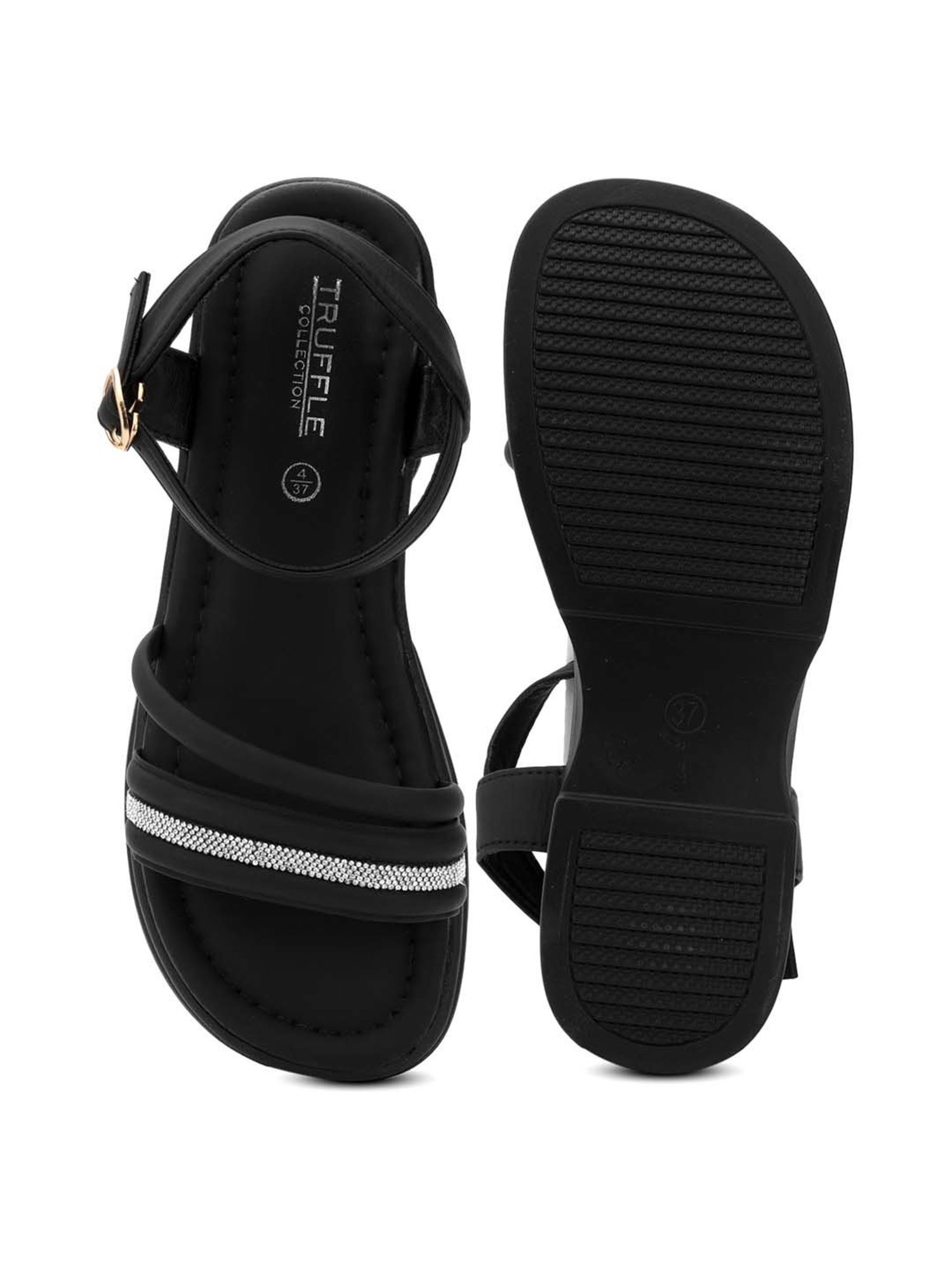 Truffle Collection Women's Black Ankle Strap Sandals