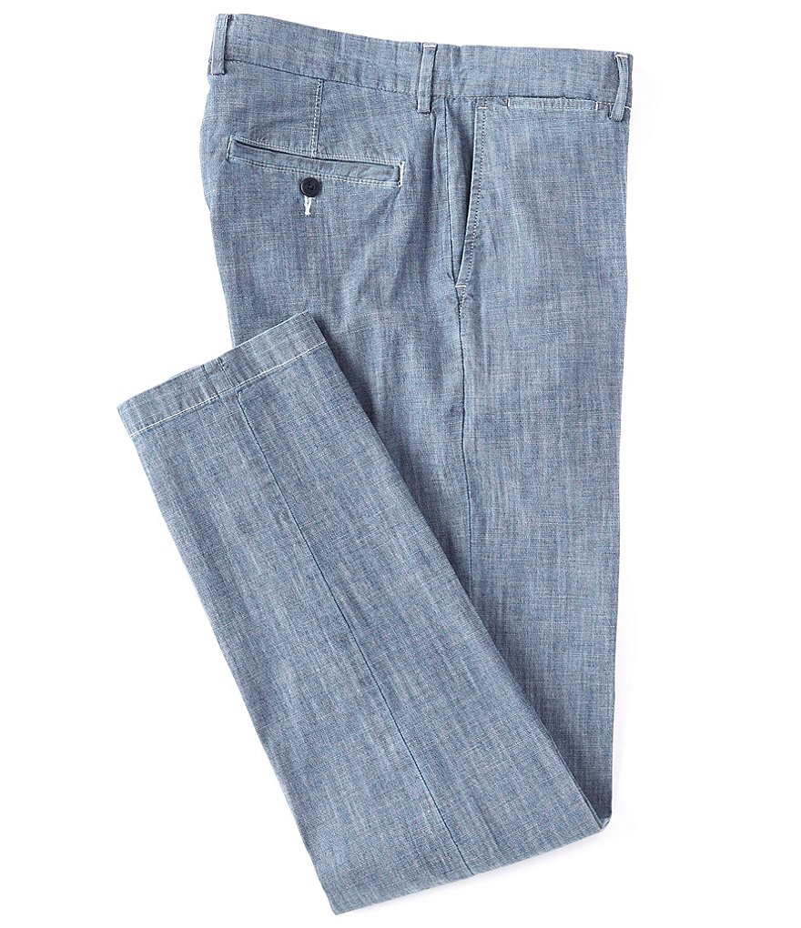 Cremieux Soho Slim-Fit Chambray Flat-Front Casual Pants