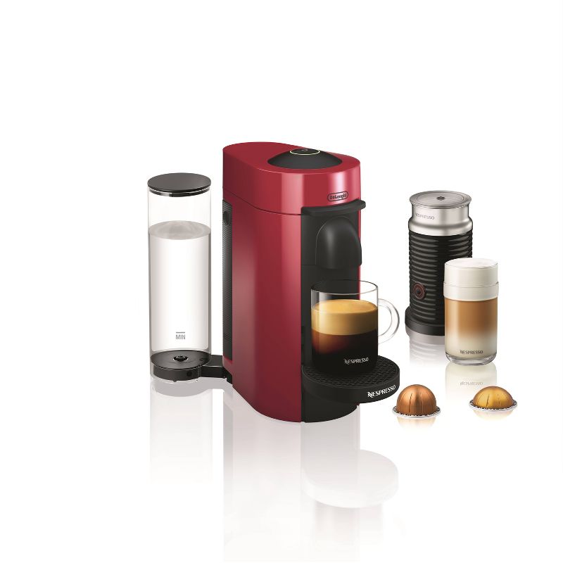 Nespresso Vertuo Plus  Coffee and Espresso Machine by De'Longhi with Aeroccino, Red