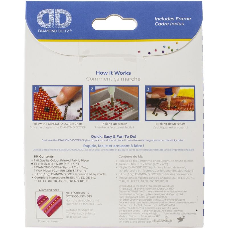 Diamond Dotz Diamond Embroidery Facet Art Kit 2.8"X2.8"-Patchwork Heart W/Frame