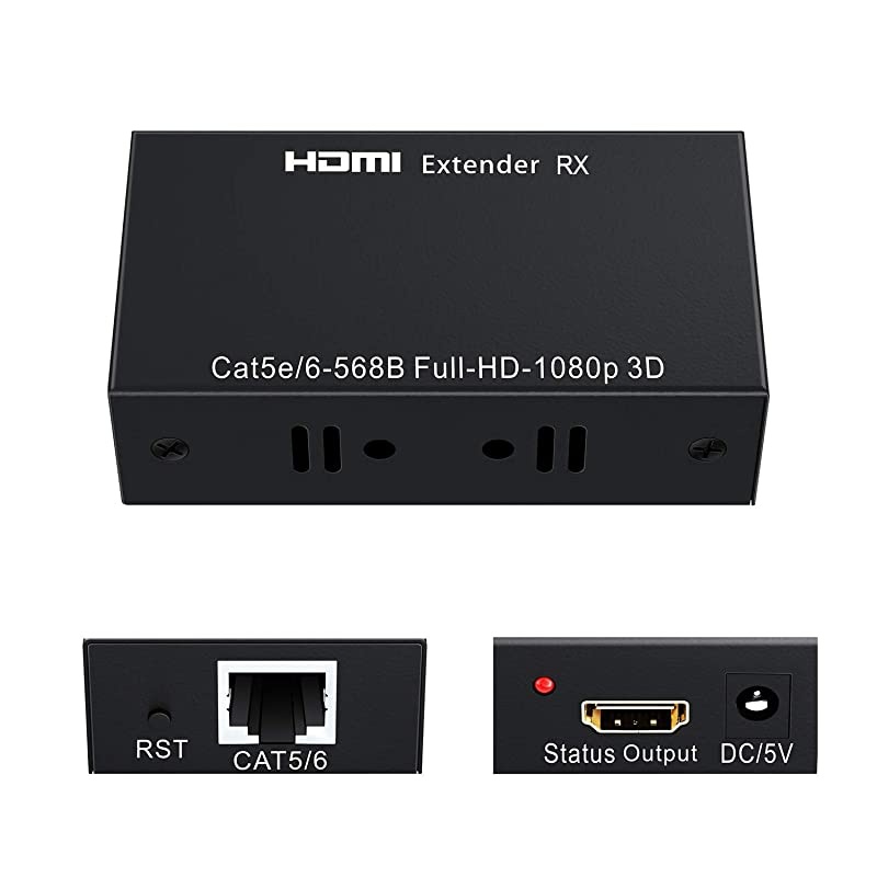 HDMI Extender, 196ft/60m 1080P HDMI Extenders Over Single Cat 5E/6/7 Support 1080p,3D,HDMI 1.4a,HDCP,EDID