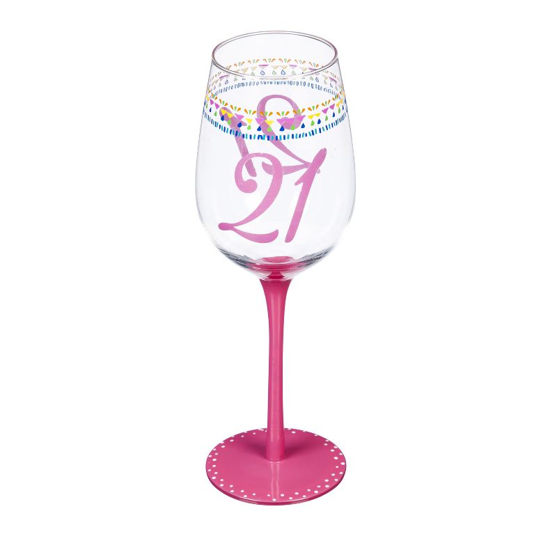 Evergreen Cypress Home Beautiful 21st Birthday Color Changing Wine Glass - 3 x 3 x 10 Inches Homegoods and Accessories for Every Space