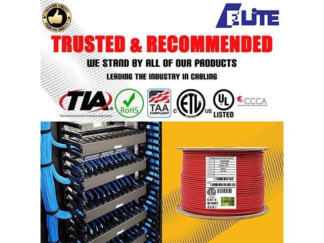 Elite Cat6 Shielded Riser (CMR), 1000ft, 550MHz, 23AWG, F/UTP, Solid Bare Copper, UL Certified, UL-LP Certification, Bulk Ethernet Cable Reel, Blue